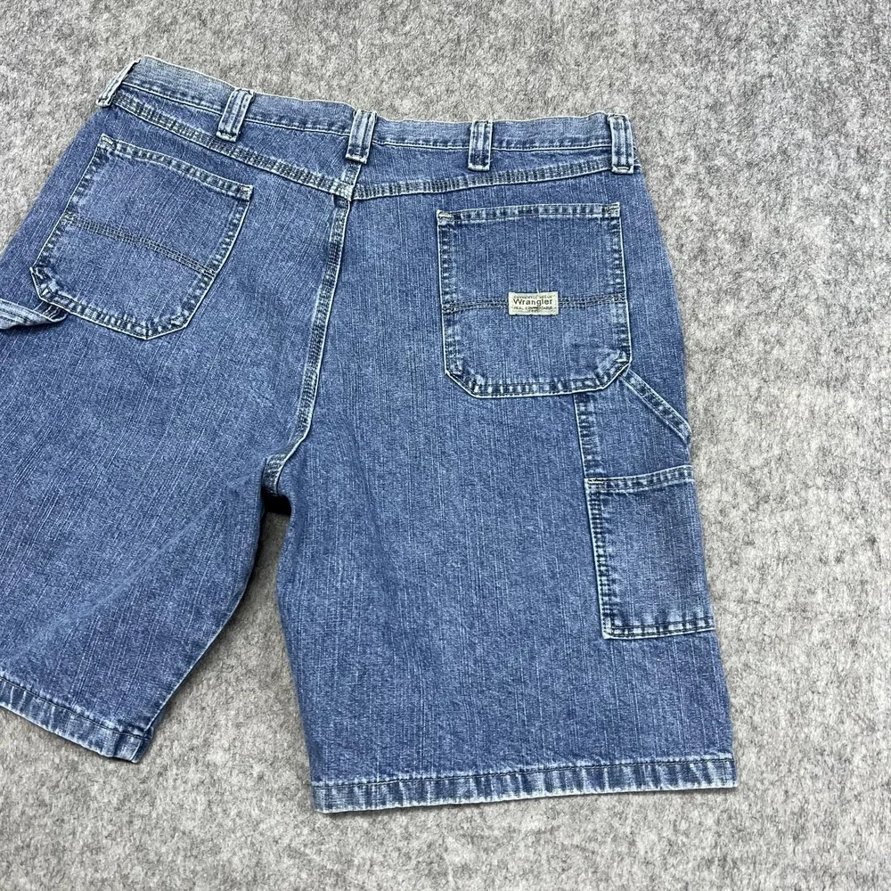 Wrangler Cargo Shorts Mens 40 Blue Denim Carpenter Workwear 10